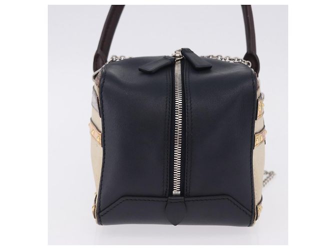 Bolsa de mão LOUIS VUITTON Trompe l'oeil Couro Navy Silver M52350 LV Auth 196213 Prata Azul marinho - vista 4