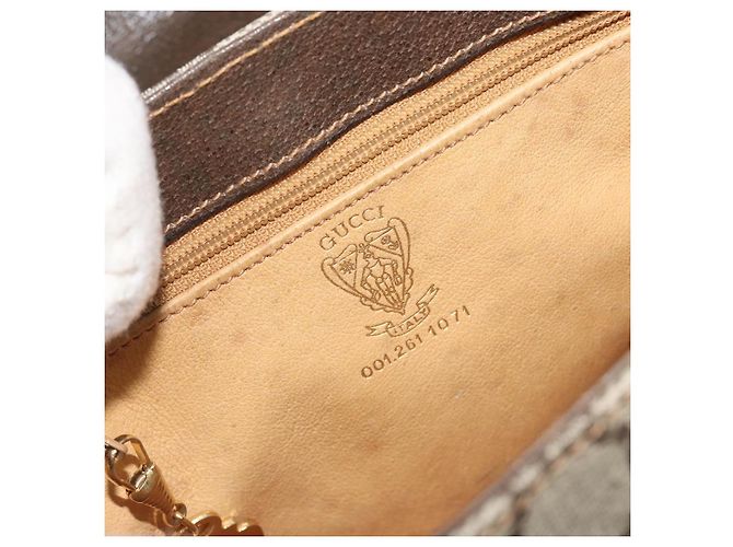 Gucci Borsa a Spalla GG Supreme PVC Beige Oro Auth 195645 D'oro - vista 12