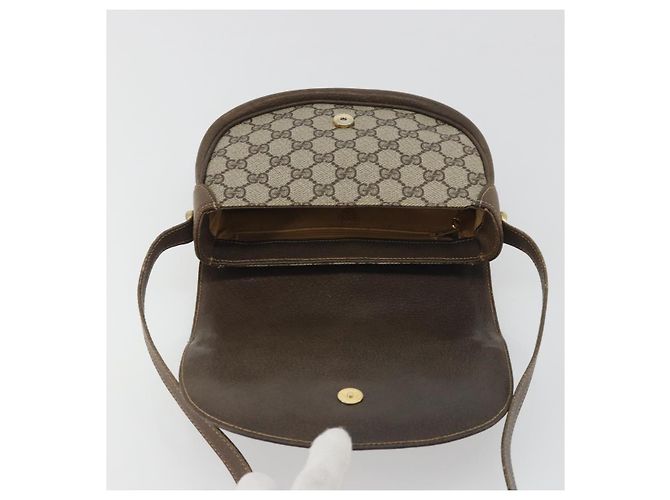 Gucci Borsa a Spalla GG Supreme PVC Beige Oro Auth 195645 D'oro - vista 18