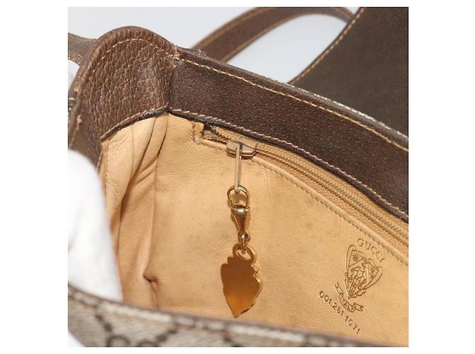 Gucci Borsa a Spalla GG Supreme PVC Beige Oro Auth 195645 D'oro - vista 21