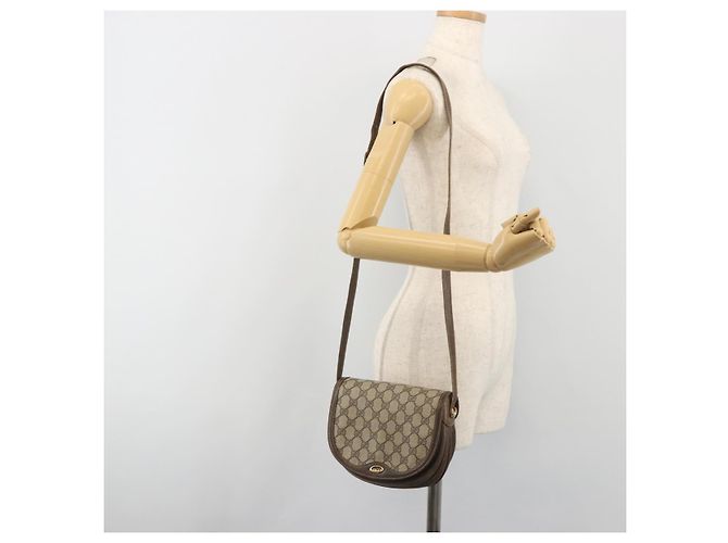 Gucci Borsa a Spalla GG Supreme PVC Beige Oro Auth 195645 D'oro - vista 22