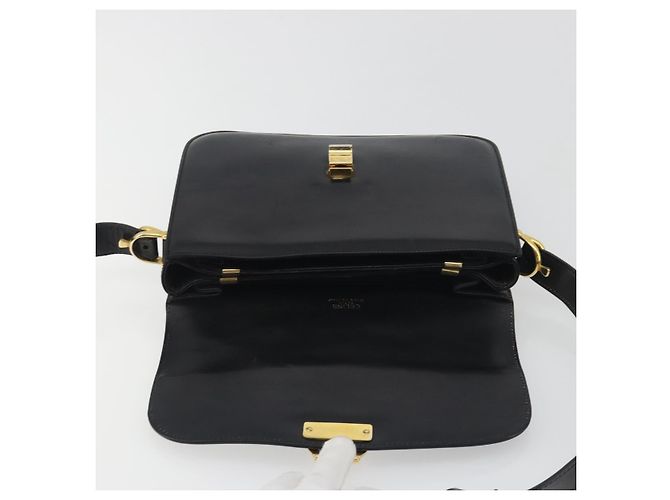 Céline Sac à épaule en cuir noir et or Auth 194233 Doré - vue 10