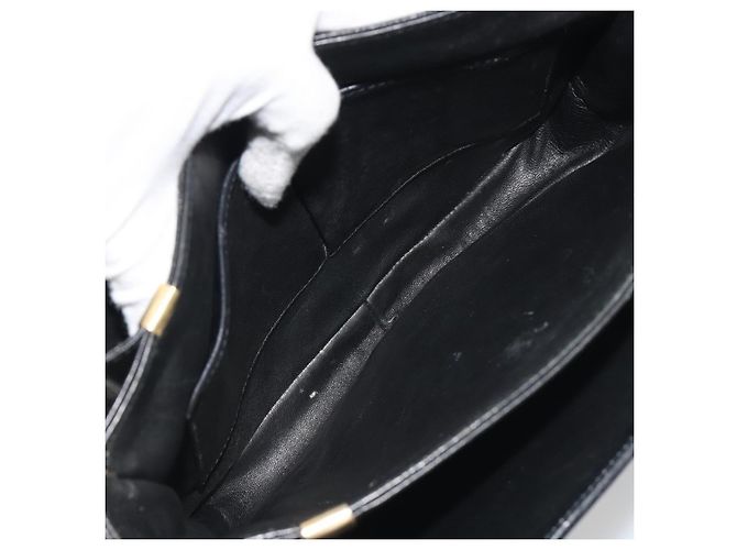 Céline Sac à épaule en cuir noir et or Auth 194233 Doré - vue 11