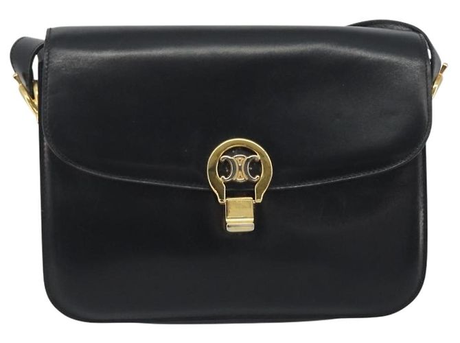 Céline Sac à épaule en cuir noir et or Auth 194233 Doré - vue 13