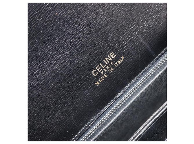 Céline Sac à épaule en cuir noir et or Auth 194233 Doré - vue 18