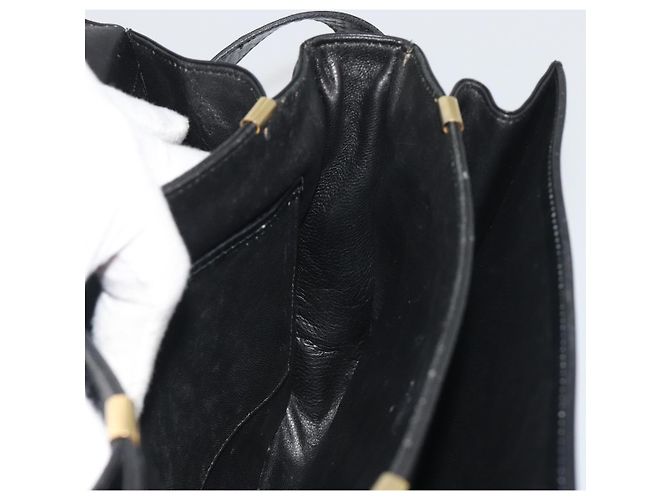 Céline Sac à épaule en cuir noir et or Auth 194233 Doré - vue 19