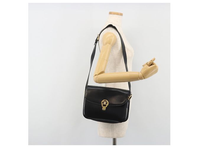 Céline Sac à épaule en cuir noir et or Auth 194233 Doré - vue 24