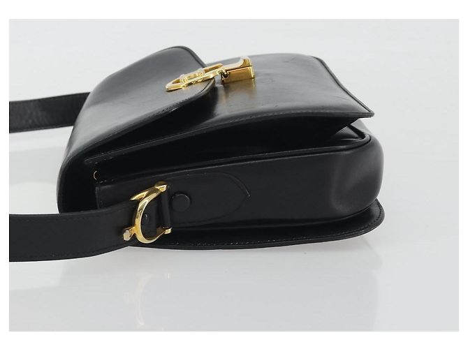 Céline Sac à épaule en cuir noir et or Auth 194233 Doré - vue 4