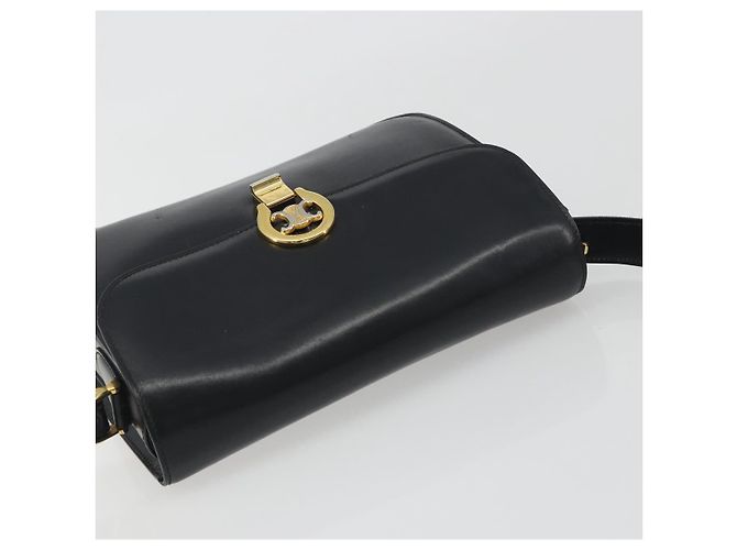 Céline Sac à épaule en cuir noir et or Auth 194233 Doré - vue 6