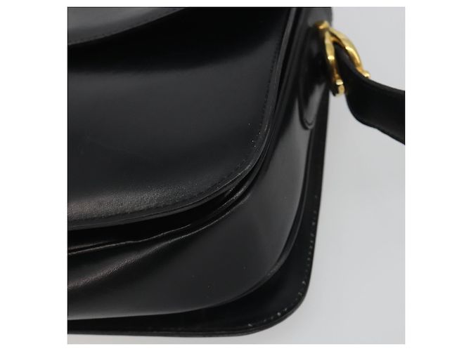 Céline Sac à épaule en cuir noir et or Auth 194233 Doré - vue 9