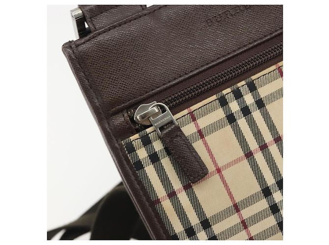 Borsa a tracolla BURBERRY Nova Check Canvas Beige Silver Auth 196117 Argento - vista 18