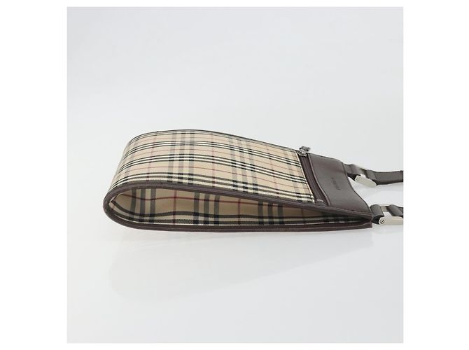 Borsa a tracolla BURBERRY Nova Check Canvas Beige Silver Auth 196117 Argento - vista 3