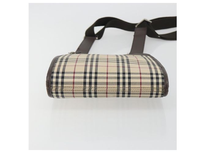 Borsa a tracolla BURBERRY Nova Check Canvas Beige Silver Auth 196117 Argento - vista 5