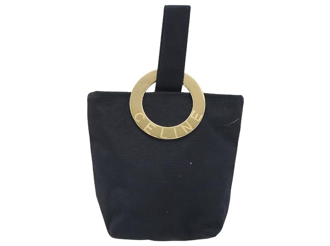 Céline CELINE Circle Pouch Canvas Black Gold Auth 195098A Nero D'oro - vista 13