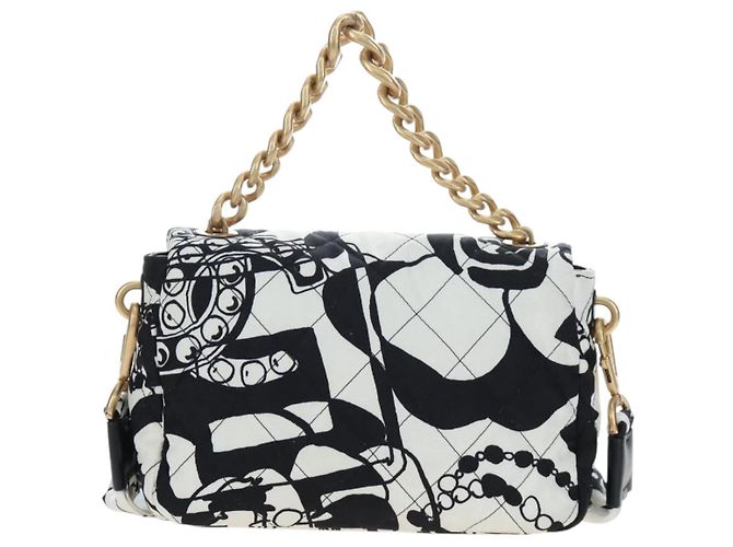 Borsa a tracolla con catena CHANEL Matelasse Satin 2way White Gold CC Auth 195250M Bianco D'oro - vista 3