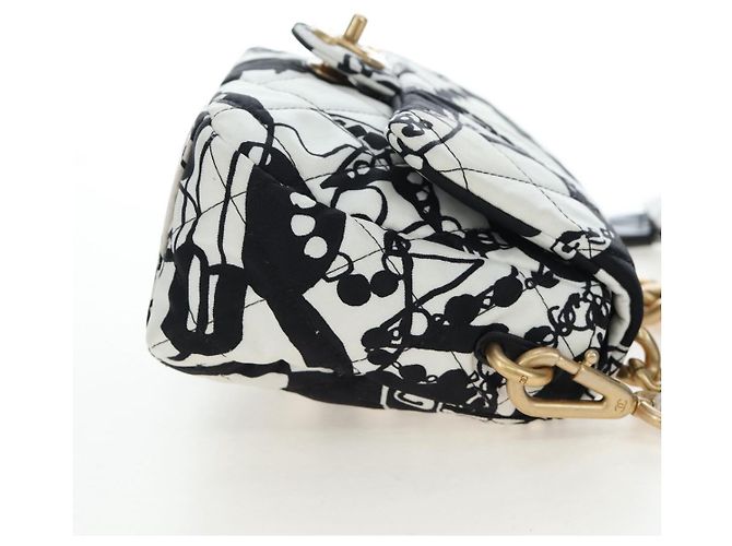 Borsa a tracolla con catena CHANEL Matelasse Satin 2way White Gold CC Auth 195250M Bianco D'oro - vista 5