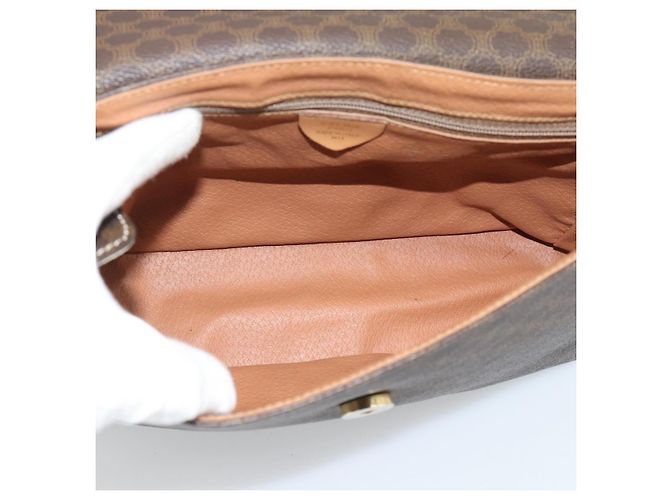 Céline Borsa a tracolla CELINE Macadam PVC Pelle Marrone Tono Oro Auth 196129 - vista 10