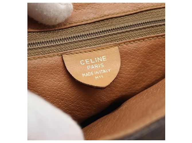 Céline Borsa a tracolla CELINE Macadam PVC Pelle Marrone Tono Oro Auth 196129 - vista 12
