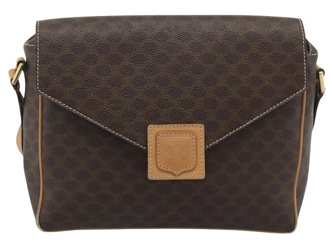 Céline Borsa a tracolla CELINE Macadam PVC Pelle Marrone Tono Oro Auth 196129 - vista 13
