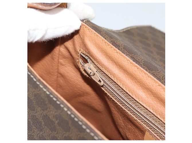 Céline Borsa a tracolla CELINE Macadam PVC Pelle Marrone Tono Oro Auth 196129 - vista 21