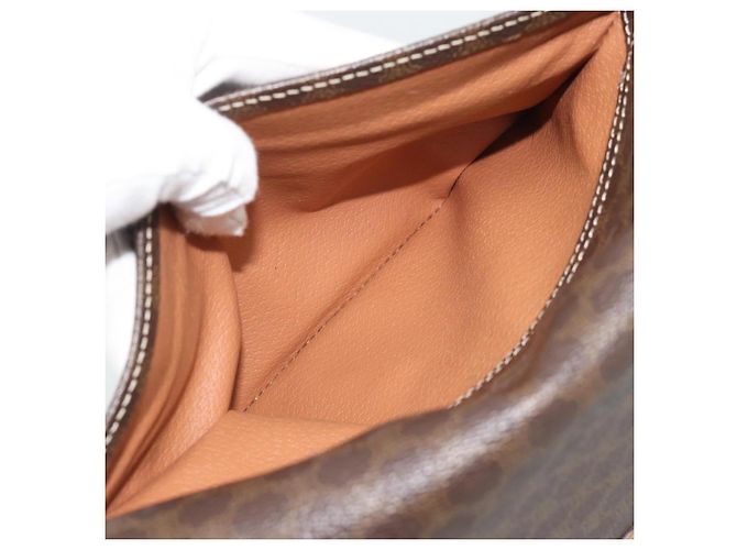Céline Borsa a tracolla CELINE Macadam PVC Pelle Marrone Tono Oro Auth 196129 - vista 22