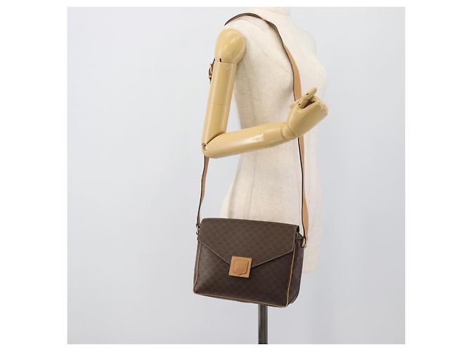 Céline Borsa a tracolla CELINE Macadam PVC Pelle Marrone Tono Oro Auth 196129 - vista 23