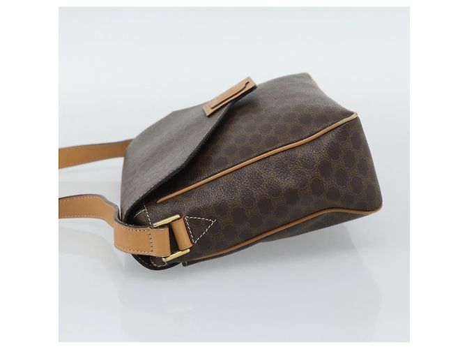 Céline Borsa a tracolla CELINE Macadam PVC Pelle Marrone Tono Oro Auth 196129 - vista 3