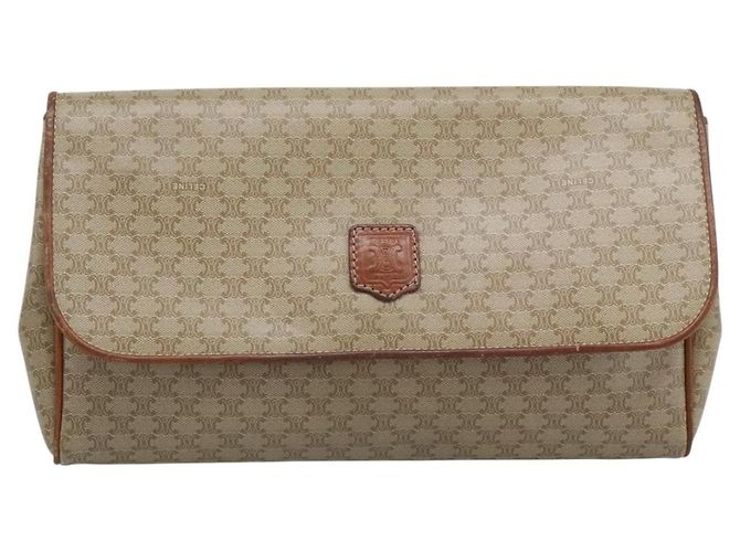 Céline Borsa a pochette CELINE Macadam PVC Beige Gold Auth 194369 D'oro - vista 13