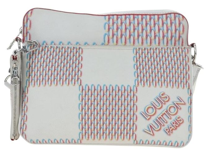 Borsa Messenger LOUIS VUITTON Damier Giant Spray Trio White M20665 Auth BA14102V Bianco - vista 13