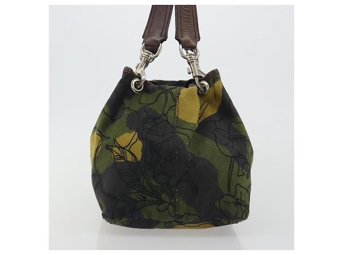 Borsa Tote Miu Miu Canvas Green Silver Auth 195073A Argento Verde - vista 3