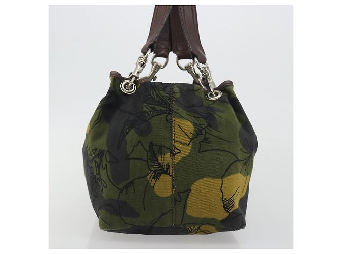 Borsa Tote Miu Miu Canvas Green Silver Auth 195073A Argento Verde - vista 4