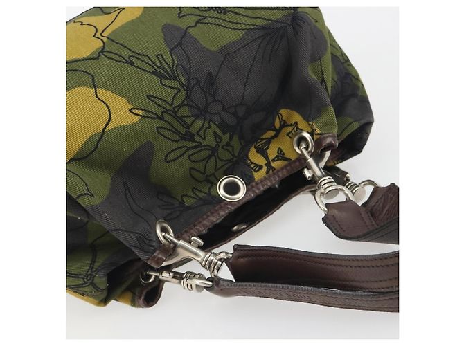 Borsa Tote Miu Miu Canvas Green Silver Auth 195073A Argento Verde - vista 6