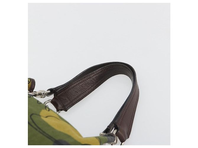 Borsa Tote Miu Miu Canvas Green Silver Auth 195073A Argento Verde - vista 8