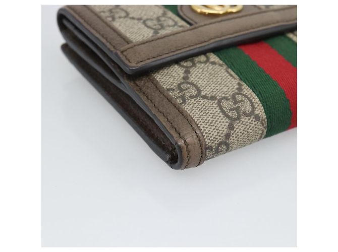 GUCCI Ophdia GG Web Portafoglio Sherry Line PVC Beige Oro 523173 Auth bs36745 D'oro - vista 14