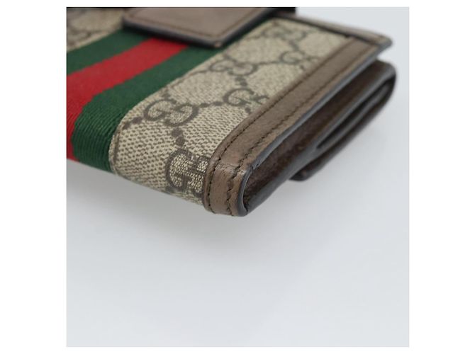 GUCCI Ophdia GG Web Portafoglio Sherry Line PVC Beige Oro 523173 Auth bs36745 D'oro - vista 15