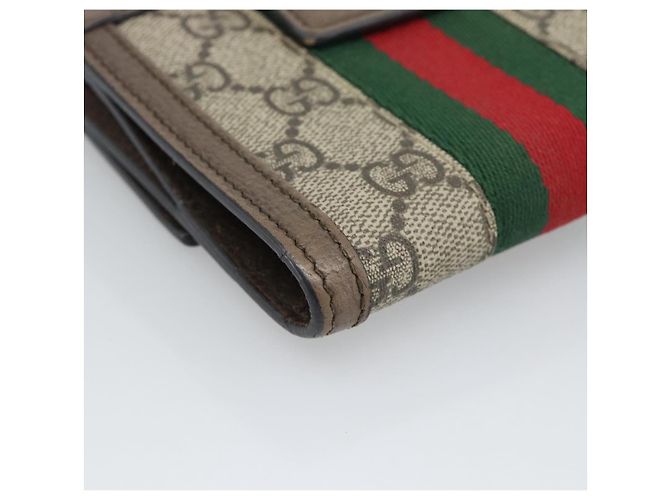 GUCCI Ophdia GG Web Portafoglio Sherry Line PVC Beige Oro 523173 Auth bs36745 D'oro - vista 16