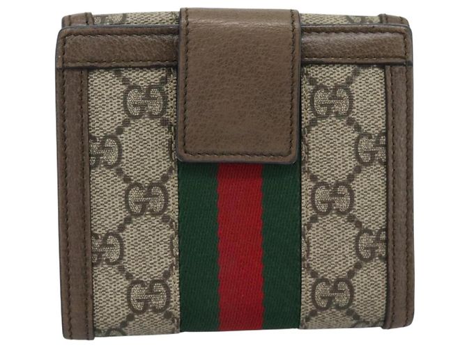 GUCCI Ophdia GG Web Portafoglio Sherry Line PVC Beige Oro 523173 Auth bs36745 D'oro - vista 2