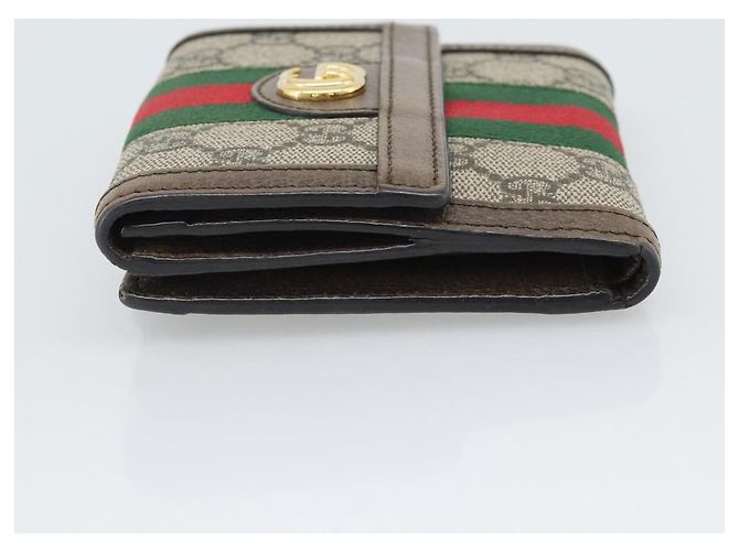 GUCCI Ophdia GG Web Portafoglio Sherry Line PVC Beige Oro 523173 Auth bs36745 D'oro - vista 4