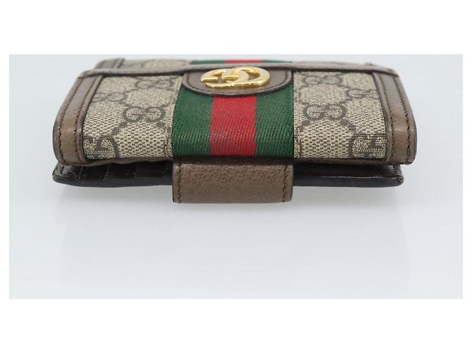 GUCCI Ophdia GG Web Portafoglio Sherry Line PVC Beige Oro 523173 Auth bs36745 D'oro - vista 5