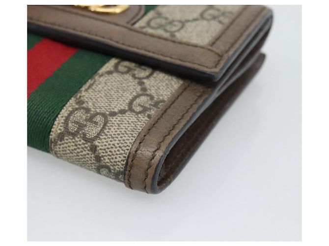GUCCI Ophdia GG Web Portafoglio Sherry Line PVC Beige Oro 523173 Auth bs36745 D'oro - vista 7