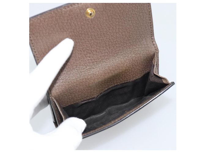 GUCCI Ophdia GG Web Portafoglio Sherry Line PVC Beige Oro 523173 Auth bs36745 D'oro - vista 8