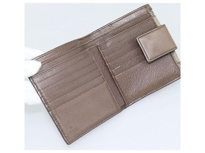 GUCCI Ophdia GG Web Portafoglio Sherry Line PVC Beige Oro 523173 Auth bs36745 D'oro - vista 9