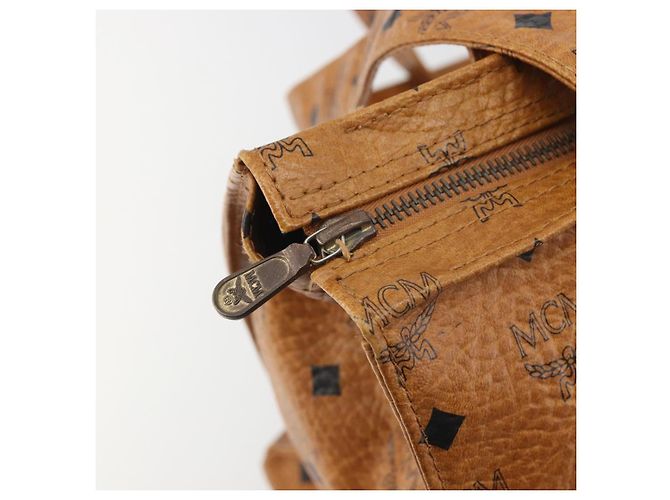Borsa Tote MCM Vicetos PVC Pelle Marrone Tono Oro Auth 195384 - vista 10