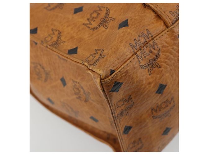 Borsa Tote MCM Vicetos PVC Pelle Marrone Tono Oro Auth 195384 - vista 15