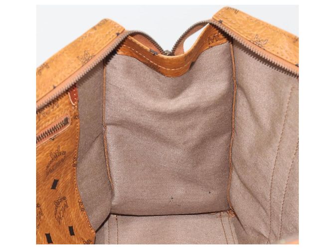 Borsa Tote MCM Vicetos PVC Pelle Marrone Tono Oro Auth 195384 - vista 18