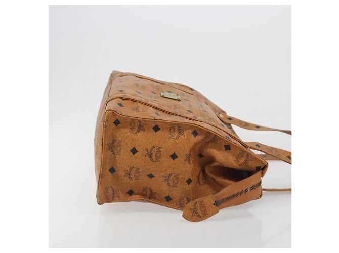 Borsa Tote MCM Vicetos PVC Pelle Marrone Tono Oro Auth 195384 - vista 3