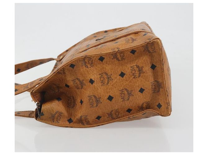 Borsa Tote MCM Vicetos PVC Pelle Marrone Tono Oro Auth 195384 - vista 4