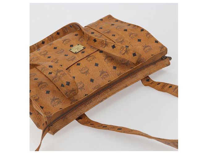 Borsa Tote MCM Vicetos PVC Pelle Marrone Tono Oro Auth 195384 - vista 6