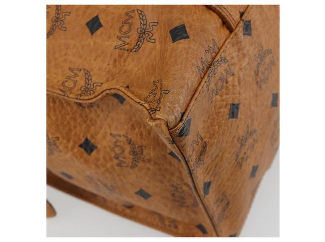 Borsa Tote MCM Vicetos PVC Pelle Marrone Tono Oro Auth 195384 - vista 9