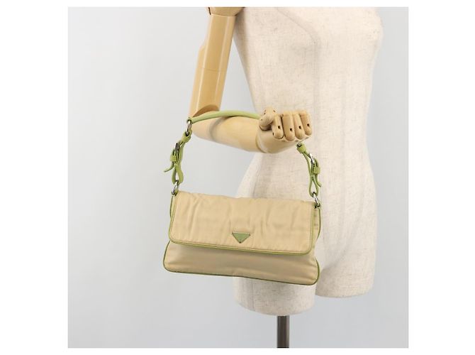 Borsa a Spalla PRADA Nylon Beige Argento Autentica 194981A - vista 25